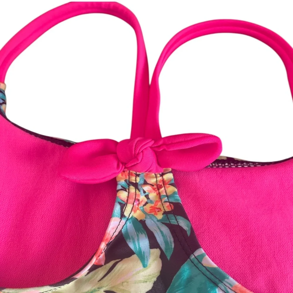 Wonder Nation Girls Tankini Two Piece Tropical‎ Swimsuit Size L 10/12